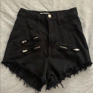 black jean shorts